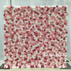 L-R447 Wholesale Custom Fabric Flower Wall Pink Wedding Supplies Decoration Rose Backdrop Silk Artificial Decorative Flower Wall - 8ft*8ft, 10ft*10ft, Customized / FW550