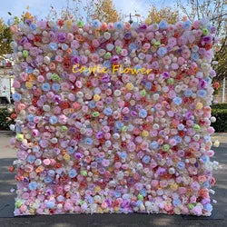 Custom OEM ODM Artificial Flower Wall Roll up Silk Floral Backdrop Handmade for Fall Wedding Event Party Decor Wholesale - 8ft*8ft, 10ft*10ft, Customized / FW661