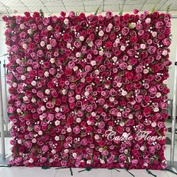 L-R447 Wholesale Custom Fabric Flower Wall Pink Wedding Supplies Decoration Rose Backdrop Silk Artificial Decorative Flower Wall - 8ft*8ft, 10ft*10ft, Customized / FW580