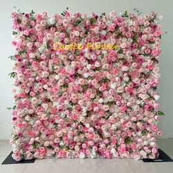 L-R447 Wholesale Custom Fabric Flower Wall Pink Wedding Supplies Decoration Rose Backdrop Silk Artificial Decorative Flower Wall - 8ft*8ft, 10ft*10ft, Customized / FW686