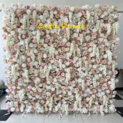 O-FW539 Customs white Pink 5D Cloth Flower Wall Wedding Backdrop Flower Wall Panel for Gender Reveal or Baby Shower Party Decor - Large / #9