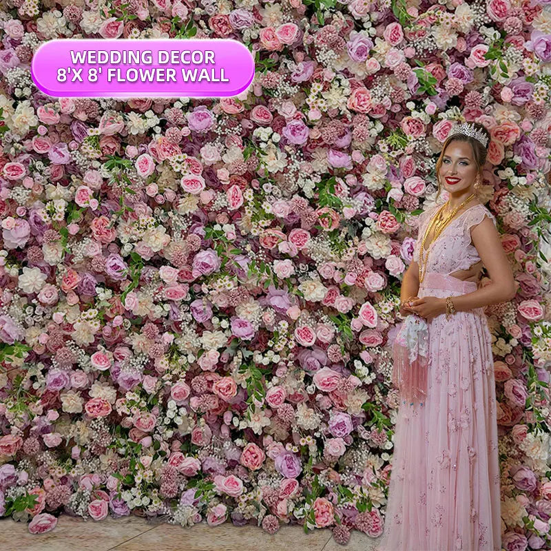 Rose Themed Faux Artificial Flower Wall for Romantic Wedding Decoration