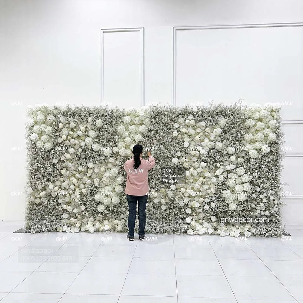 3D Design Floral Bouquet Ceiling Black Babybreath Rose Artificial Flower Decoration Wedding Backdrop