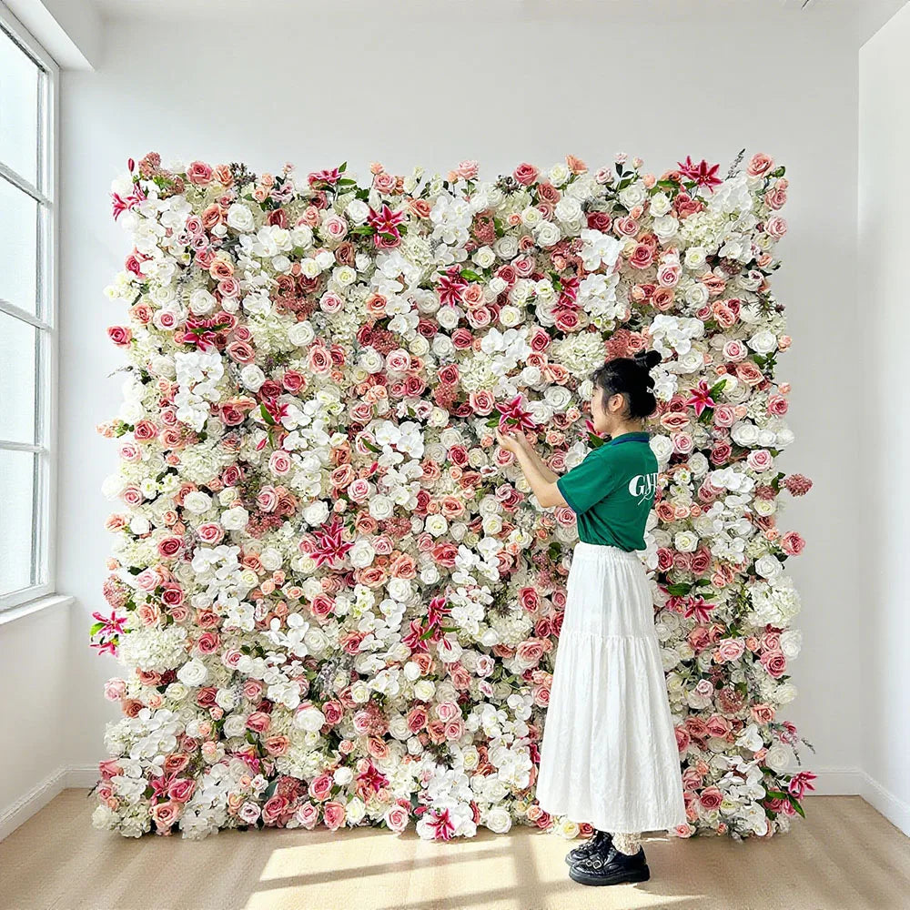 Wholesale Modern Classic Artificial Flower Wall with Carton Packing for Wedding Baby Shower Decoration Customizable Size & Color