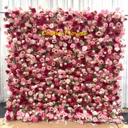 Christmas Backdrop Decoration Flower Wall  Custom OEM ODM Artificial Flowers for Wedding Christmas Halloween Event Party Decor - 8ft*8ft, 10ft*10ft, Customized / FW596
