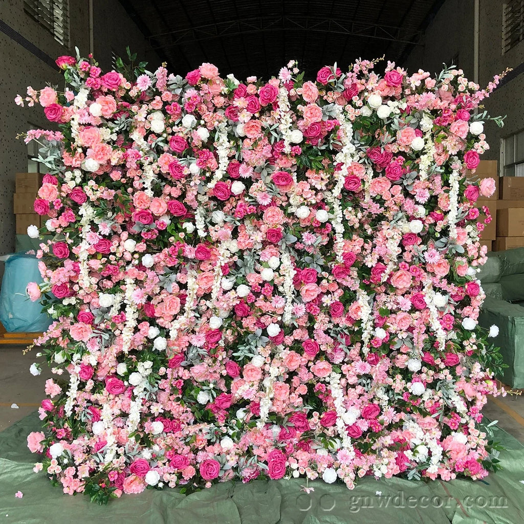 GNW 5D Decor's Realistic Rose Flower Wall Panel Artificial Interior Decoration Supplies for Wedding Backdrop