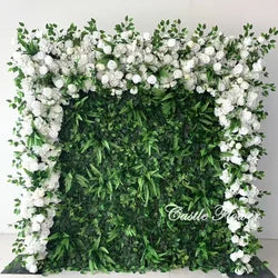 L-R272 High Quality Silk Artificial Red Rose Flower Wall Floral Backdrop 8x8 ft Customized Size Wedding Party Decoration - 8ft*8ft, 10ft*10ft, Customized / FW555-1