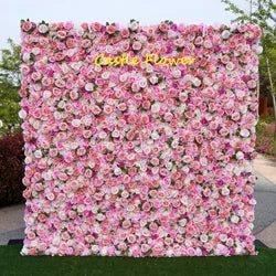 Custom OEM ODM Artificial Flower Wall Roll up Silk Floral Backdrop Handmade for Fall Wedding Event Party Decor Wholesale - 8ft*8ft, 10ft*10ft, Customized / FW518