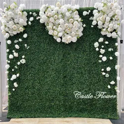 L-R447 Wholesale Custom Fabric Flower Wall Pink Wedding Supplies Decoration Rose Backdrop Silk Artificial Decorative Flower Wall - 8ft*8ft, 10ft*10ft, Customized / FW529