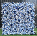 L-R449 Handmade Silk Blue 8x8 Feet Artificial Rose Flower Wall for Wedding Christmas Back-to-School Chinese New Year Party Decor