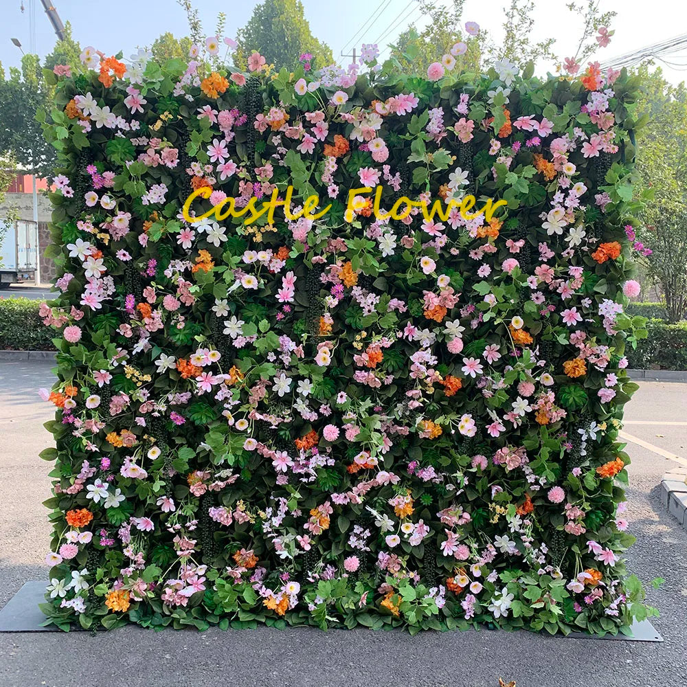 Custom OEM ODM Artificial Flower Wall Roll up Silk Floral Backdrop Handmade for Fall Wedding Event Party Decor Wholesale