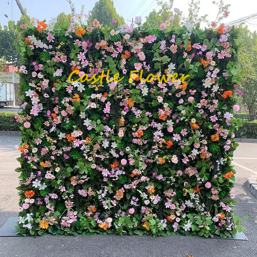 Custom OEM ODM Artificial Flower Wall Roll up Silk Floral Backdrop Handmade for Fall Wedding Event Party Decor Wholesale