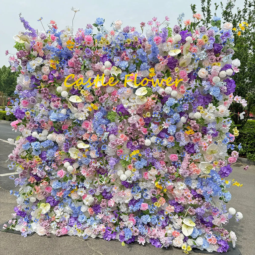 Custom OEM ODM Artificial Flower Wall Roll up Silk Floral Backdrop Handmade for Fall Wedding Event Party Decor Wholesale