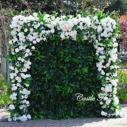 L-R272 High Quality Silk Artificial Red Rose Flower Wall Floral Backdrop 8x8 ft Customized Size Wedding Party Decoration - 8ft*8ft, 10ft*10ft, Customized / FW546