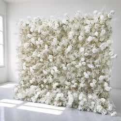 Baby Shower Decoration Theme with Beautiful Artificial Flower Wall Backdrop - 2ft x 8ft / 7D roses+hydrangeas+leaf