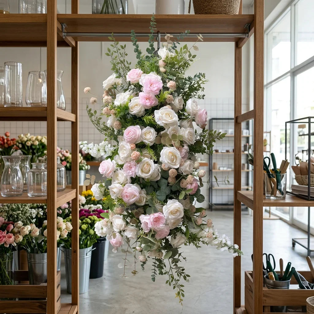 H-973 Hot Selling Wedding Flower Hanging Flower Runner  Artificial Silk Flower Ball Centerpieces for Wedding Event Decoration