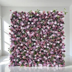 Rose Themed Faux Artificial Flower Wall for Romantic Wedding Decoration - 2ft x 8ft / 5D roses+hydrangeas
