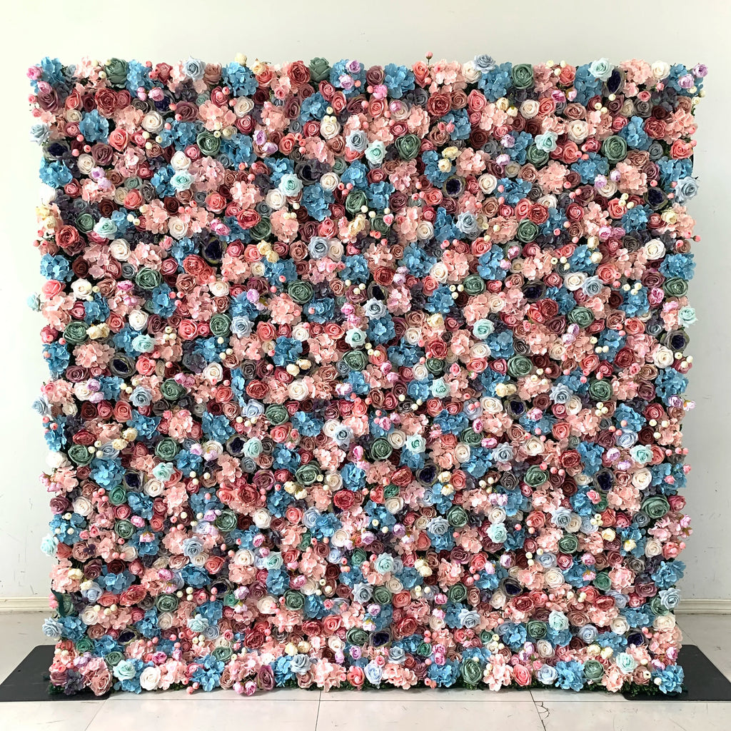O-FW539 Customs white Pink 5D Cloth Flower Wall Wedding Backdrop Flower Wall Panel for Gender Reveal or Baby Shower Party Decor