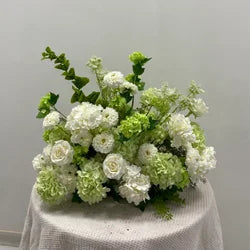 M-FR70 Natural Burgundy Greenery Artificial Flowers White Aisle Centerpiece Pink Flower Runner Wedding Decorations Supplies - Light Green