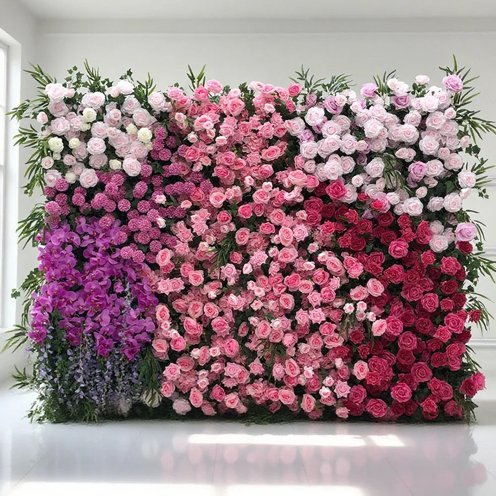 Heavy Duty Elastic Modern Romantic New Arrival Artificial Flower Wall Backdrop for Long-lasting Indoor/Outdoor Decoration