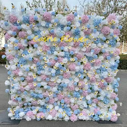 O-FW539 Customs white Pink 5D Cloth Flower Wall Wedding Backdrop Flower Wall Panel for Gender Reveal or Baby Shower Party Decor - Large / #22