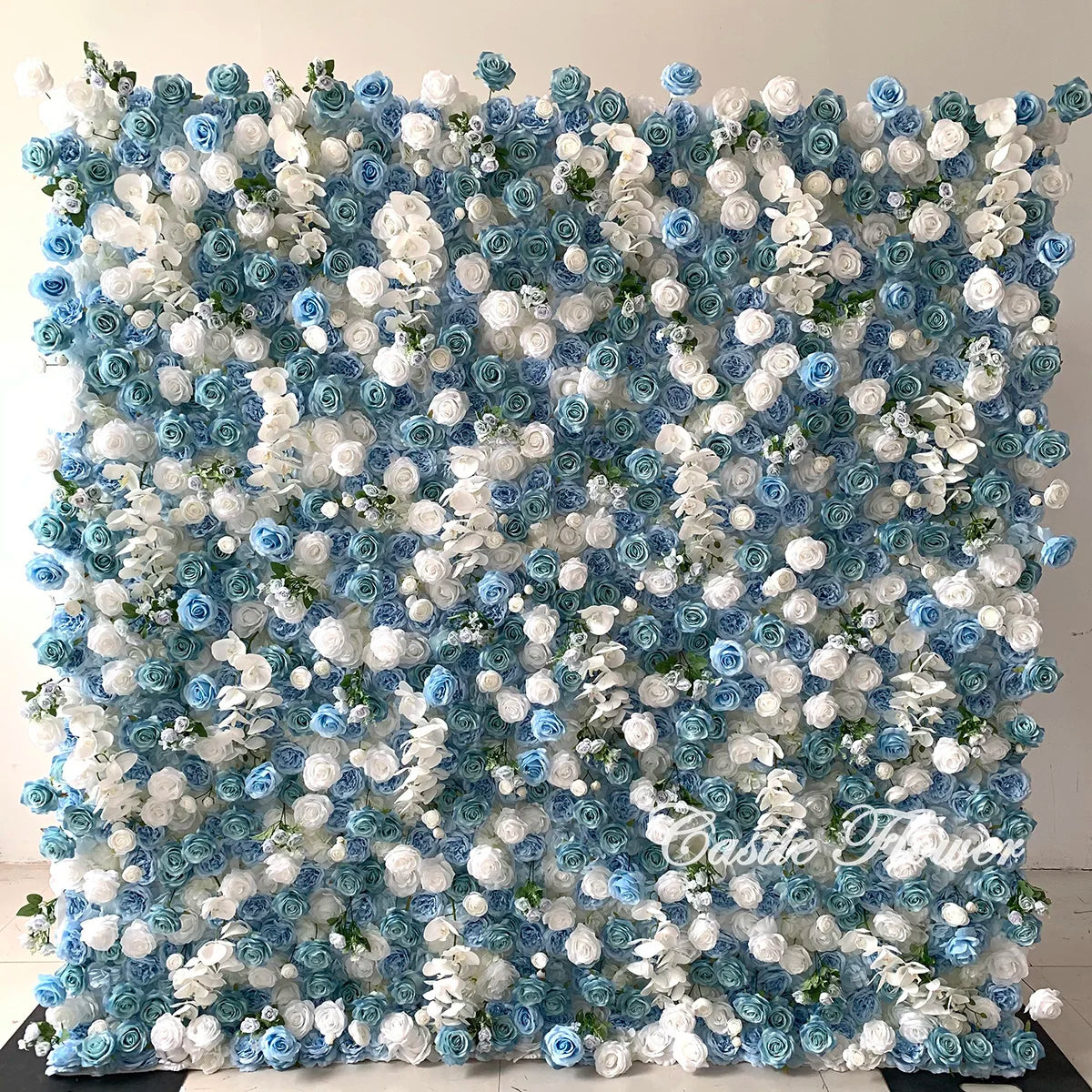 L-R270 Custom Colorful Flower Wall 8*8 ft Roll up Handmade Floral Backdrop Wedding Decoration Arrangement for Events Party Decor