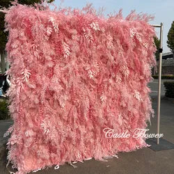 L-R264 Handmade Silk Pink 8x8 Feet Artificial Rose Flower Wall for Wedding Christmas Back-to-School Chinese New Year Party Decor - 8ft*8ft, 10ft*10ft, Customized / 511-3