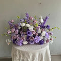 M-FR70 Natural Burgundy Greenery Artificial Flowers White Aisle Centerpiece Pink Flower Runner Wedding Decorations Supplies - Purple