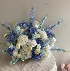 M-FR70 Natural Burgundy Greenery Artificial Flowers White Aisle Centerpiece Pink Flower Runner Wedding Decorations Supplies - Purple blue