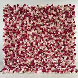 L-R262 New Arrival 5D Floral Arrangement Artificial Flower Backdrop Roll Pink Wedding Decoration Flower Valentine's Day Easter - 8ft*8ft, 10ft*10ft, Customized / FW695