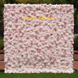 M-FW15 Wedding Party Artificial Rose Flower Wall Backdrop Roll up 3d 5d Fabric Wedding Wall Flower White Flower Wall Panel - Customized / #6