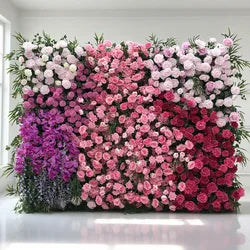 Handmade Craftsmanship Artificial Flower Wall for Unique Wedding Events - 2ft x 8ft / 5D roses+Orchid