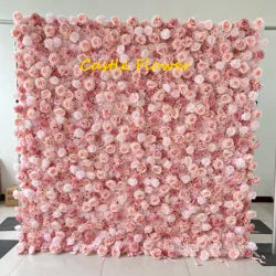O-FW539 Customs white Pink 5D Cloth Flower Wall Wedding Backdrop Flower Wall Panel for Gender Reveal or Baby Shower Party Decor - Large / #17