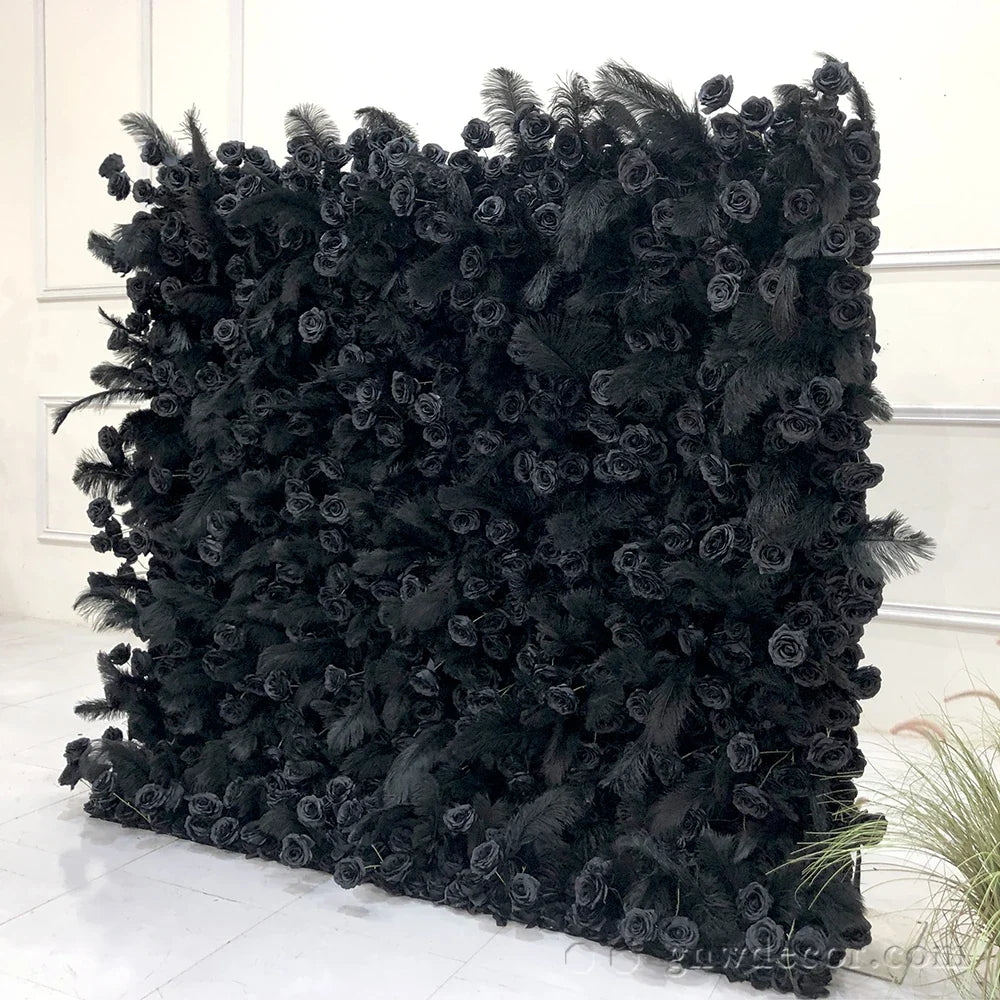 GNW Wedding Supplier Handmade Roll up Cloth Back Flower Wall Flower Backdrop Flower Panel for Wedding Decoration Background