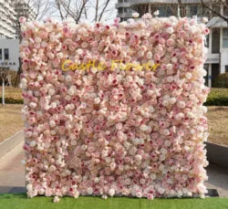 Custom OEM ODM Artificial Flower Wall Roll up Silk Floral Backdrop Handmade for Fall Wedding Event Party Decor Wholesale - 8ft*8ft, 10ft*10ft, Customized / FW536