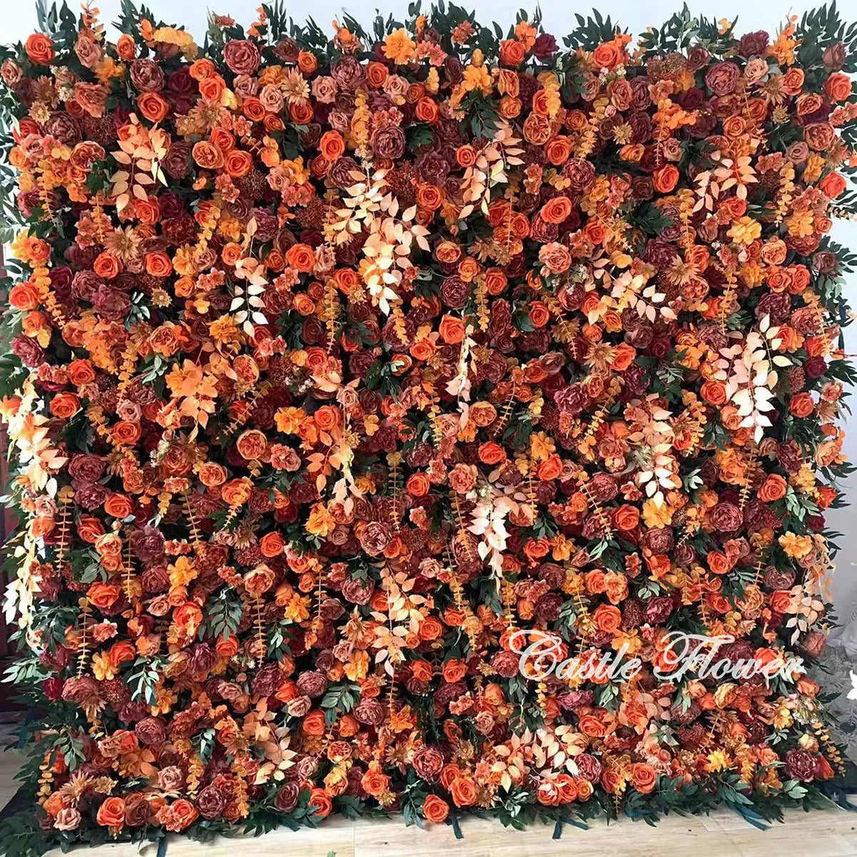 L-R270 Custom Colorful Flower Wall 8*8 ft Roll up Handmade Floral Backdrop Wedding Decoration Arrangement for Events Party Decor