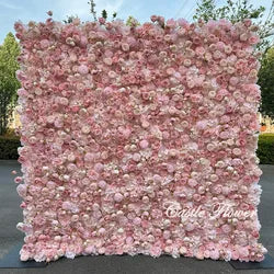 L-R447 Wholesale Custom Fabric Flower Wall Pink Wedding Supplies Decoration Rose Backdrop Silk Artificial Decorative Flower Wall - 8ft*8ft, 10ft*10ft, Customized / FW710