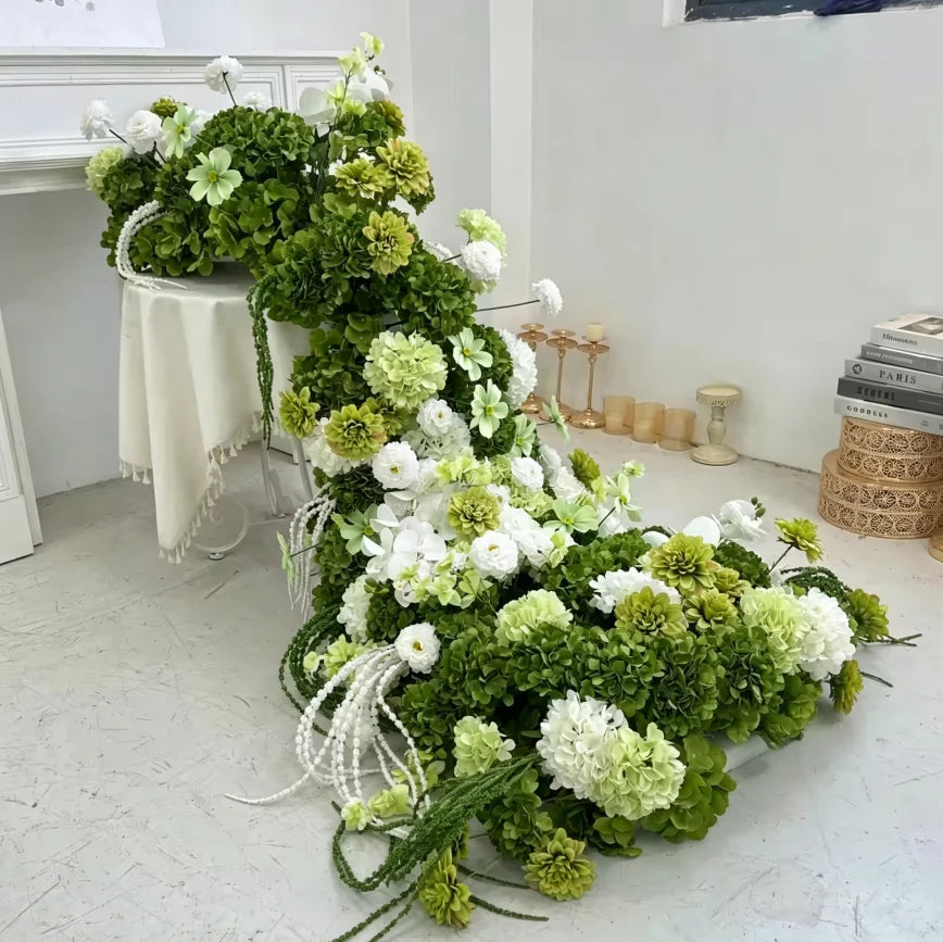 M-FR70 Natural Burgundy Greenery Artificial Flowers White Aisle Centerpiece Pink Flower Runner Wedding Decorations Supplies