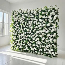 Top Fashion Romantic Modern New Arrival Artificial Flower Wall (2.4m X 2.4m) Silk Plastic for Wedding Event Decoration Photos - 2ft x 8ft / 5D roses+leaf