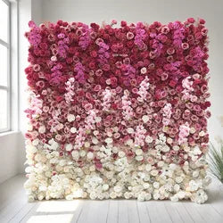 Handmade Craftsmanship Artificial Flower Wall for Unique Wedding Events - 2ft x 8ft / 5D roses+baby breath+Orchid
