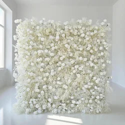 8FT Most Popular Elegant Romantic New Arrival Artificial Flower Wall with Silk Plastic for Wedding Photo Decoration Events - 2ft x 8ft / 5D roses+hydrangeas+fern