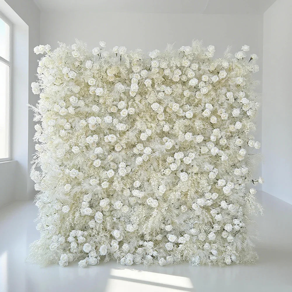 8FT Most Popular Elegant Romantic New Arrival Artificial Flower Wall with Silk Plastic for Wedding Photo Decoration Events