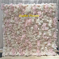 O-FW539 Customs white Pink 5D Cloth Flower Wall Wedding Backdrop Flower Wall Panel for Gender Reveal or Baby Shower Party Decor - Large / #2