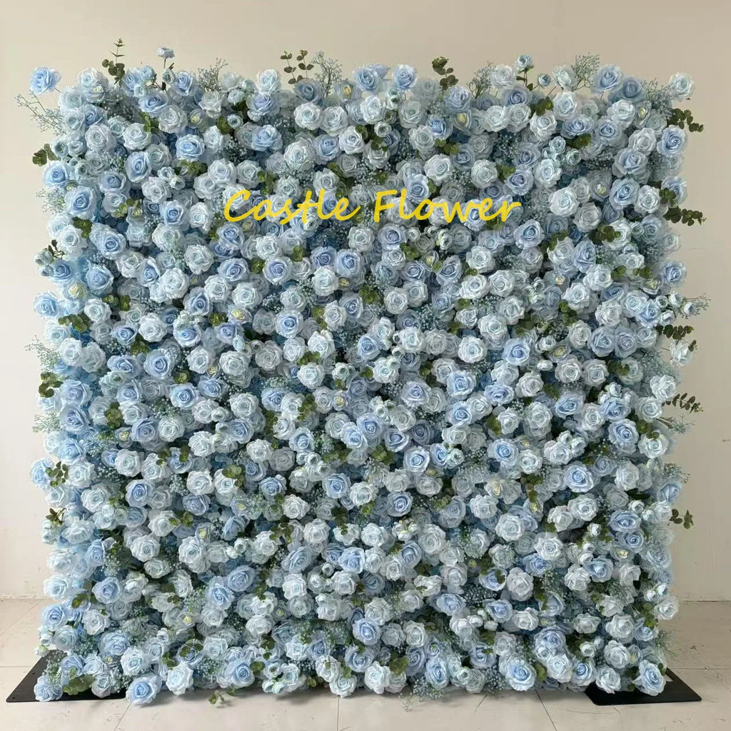 O-FW539 Customs white Pink 5D Cloth Flower Wall Wedding Backdrop Flower Wall Panel for Gender Reveal or Baby Shower Party Decor