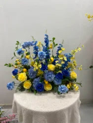 H-973 Hot Selling Wedding Flower Hanging Flower Runner  Artificial Silk Flower Ball Centerpieces for Wedding Event Decoration - 60-100cm size / Mix-7