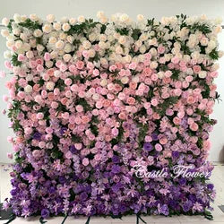 L-R266 Custom 5d Fabric Flower Wall Blue Wedding Supplies Decoration Rose Backdrop Silk Artificial Decorative Flower Wall - 8ft*8ft, 10ft*10ft, Customized / FW660