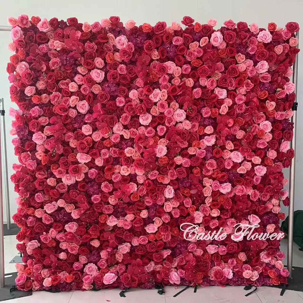 L-R265 Colorful Flower Wall 8*8 ft Roll up Handmade Floral Backdrop Wedding Decoration Arrangement for Events Party Decor