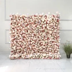 GNW Factory 8*8ft Roll up Shape Retaining Silk Pink Rose Artificial Flower Wall for Wedding Event Party Decor - 8*8ft / 20211111163919