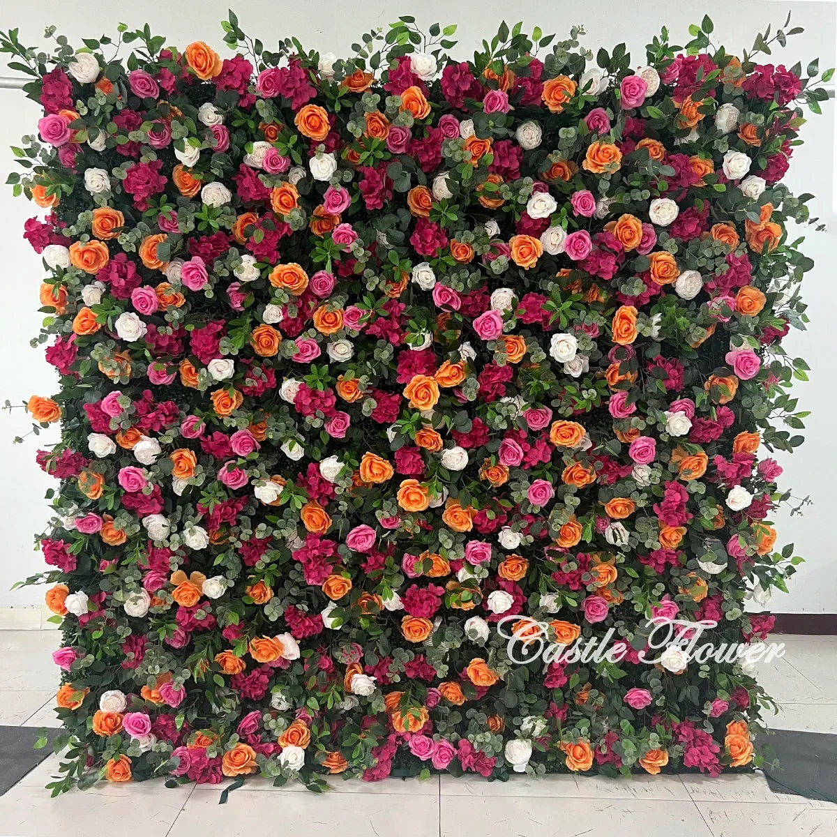 L-R265 Colorful Flower Wall 8*8 ft Roll up Handmade Floral Backdrop Wedding Decoration Arrangement for Events Party Decor