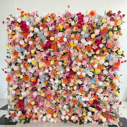 L-R447 Wholesale Custom Fabric Flower Wall Pink Wedding Supplies Decoration Rose Backdrop Silk Artificial Decorative Flower Wall - 8ft*8ft, 10ft*10ft, Customized / FW657